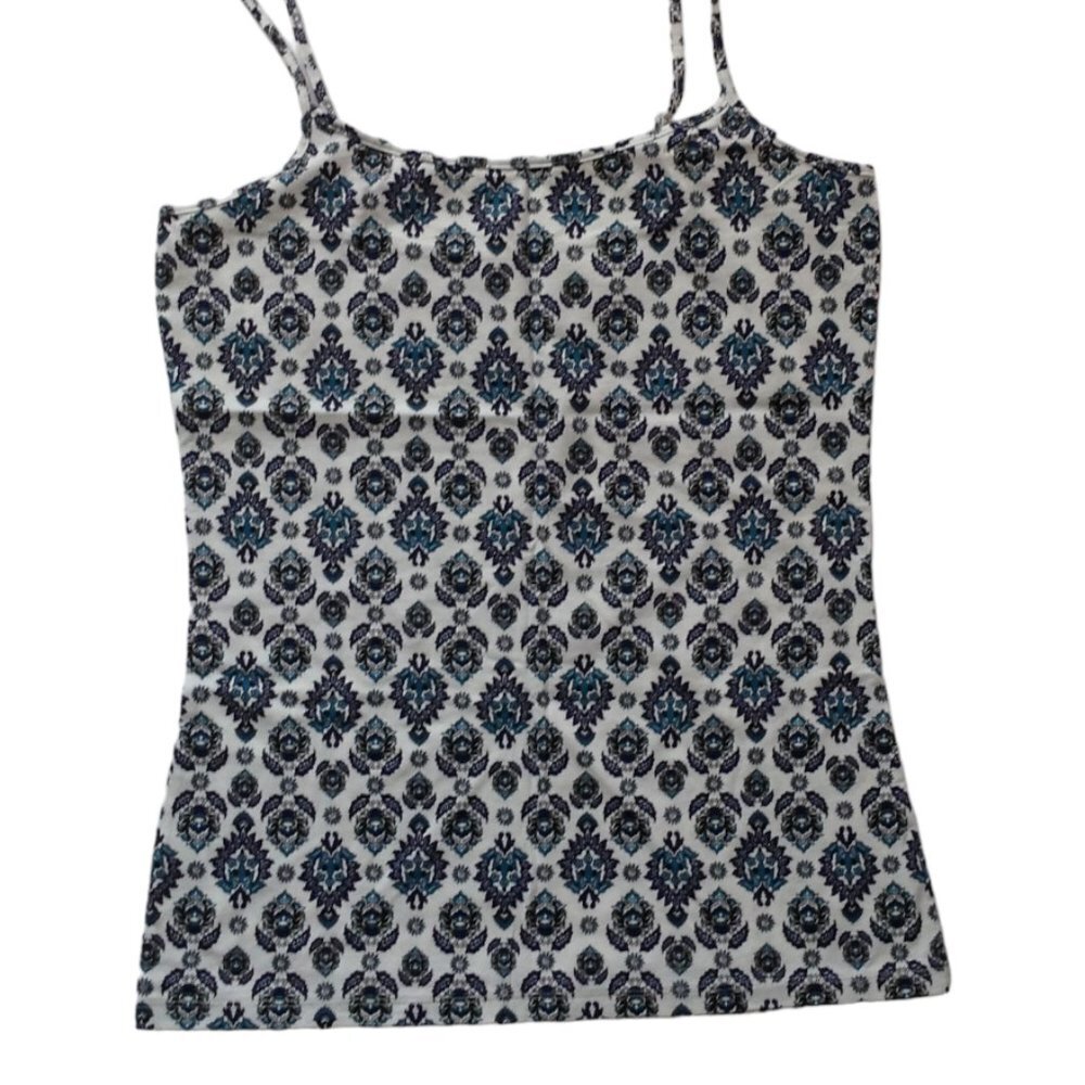 Ann Taylor Factory Women's Size M Tank Top Adjustable Straps Blue White Summer
